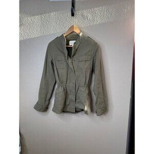 Hinge Women's Olive Green Jacket Size XS long‎ sleeve lightweight 100% cotton